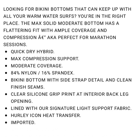 Hurley Max Solid Moderate Bikini Bottom - Picture 15 of 15